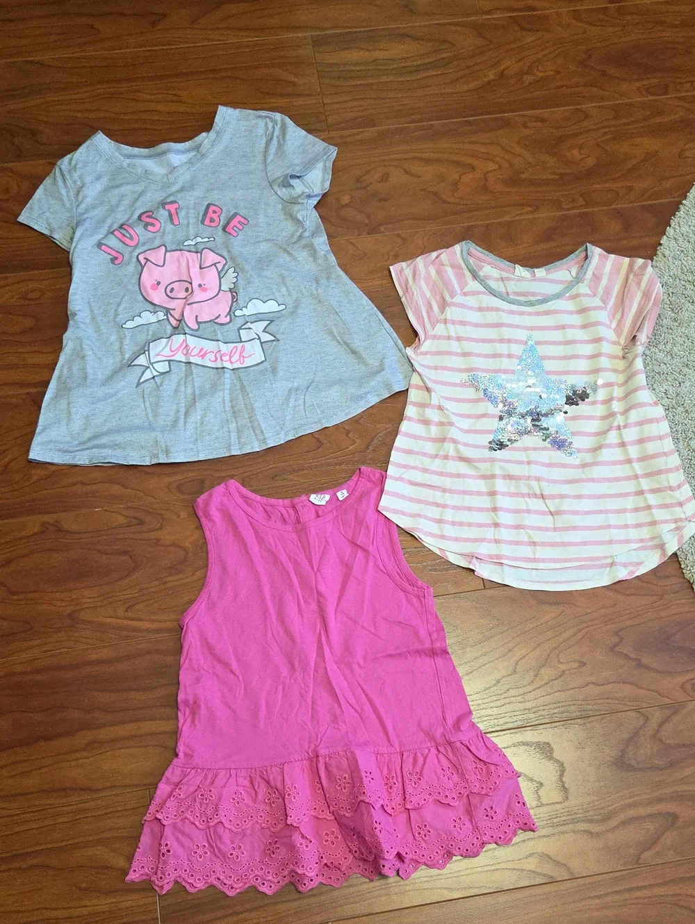 GAP Justice Pink Eyelet Ruffle Tank Top Shirt - Bright Pink